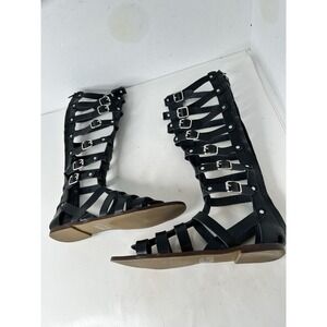 Steve Madden Gladiator Sandals Studded Black Sz 8 Penna Blk Pari